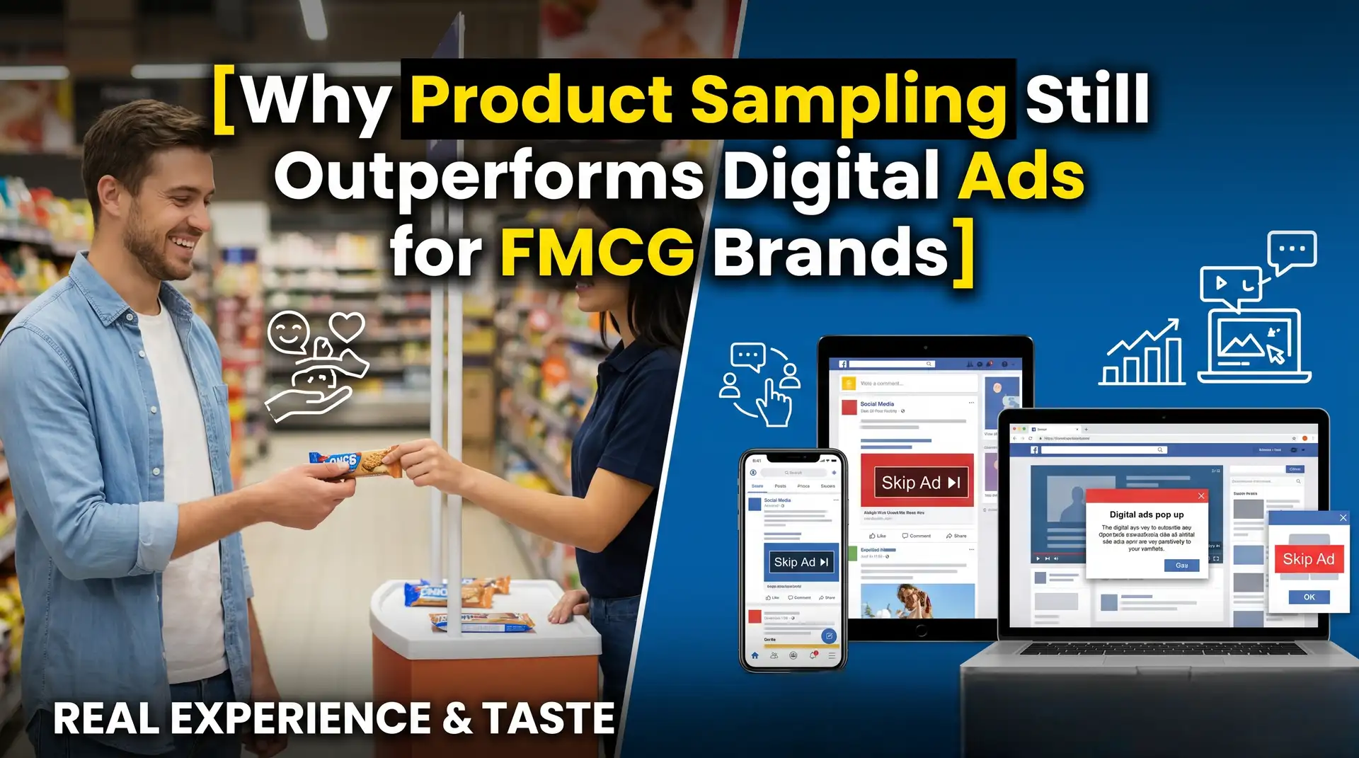 Consumer receiving product sample at a retail activation