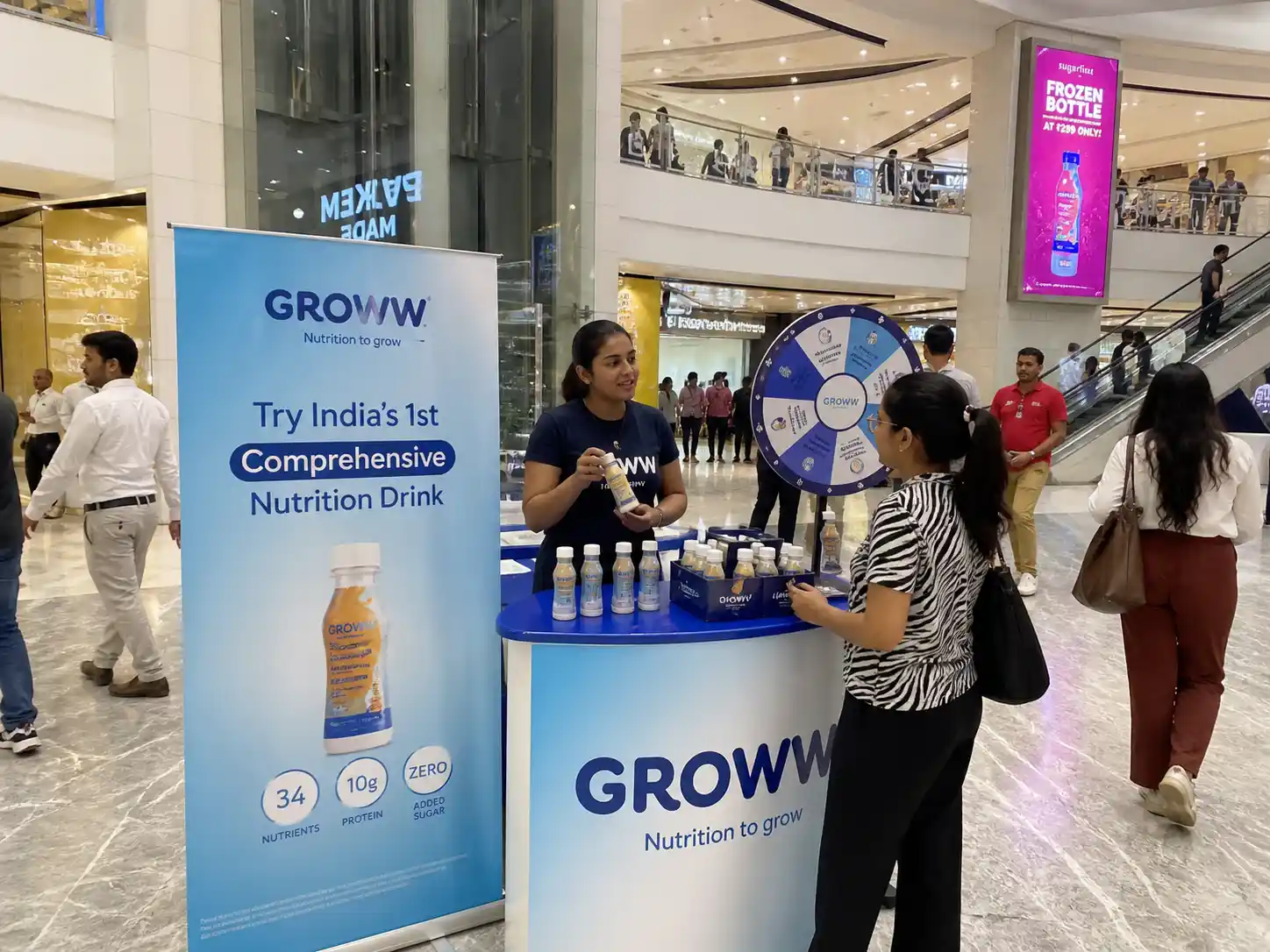 Candid street interaction during brand-to-hand sampling