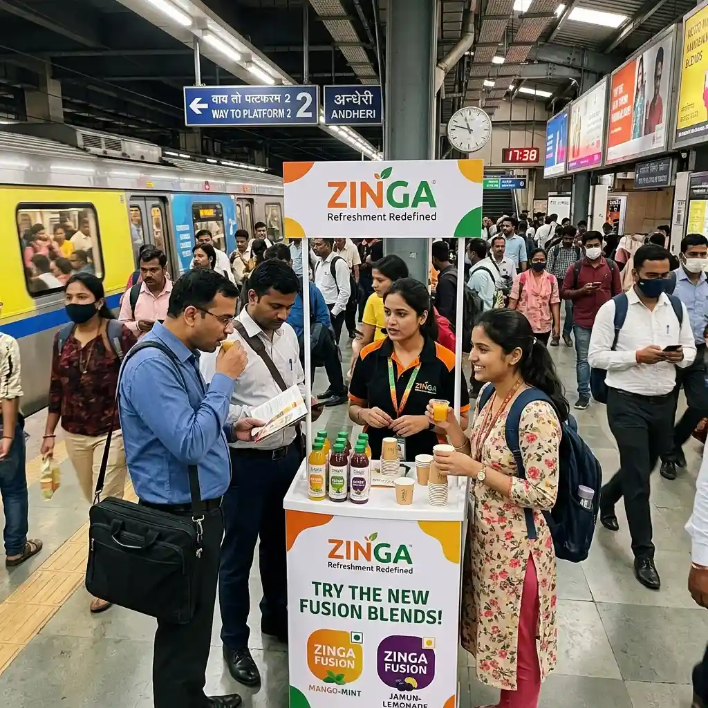 Indian commuters at Mumbai metro station — a primary channel for Brand-to-Hand product sampling