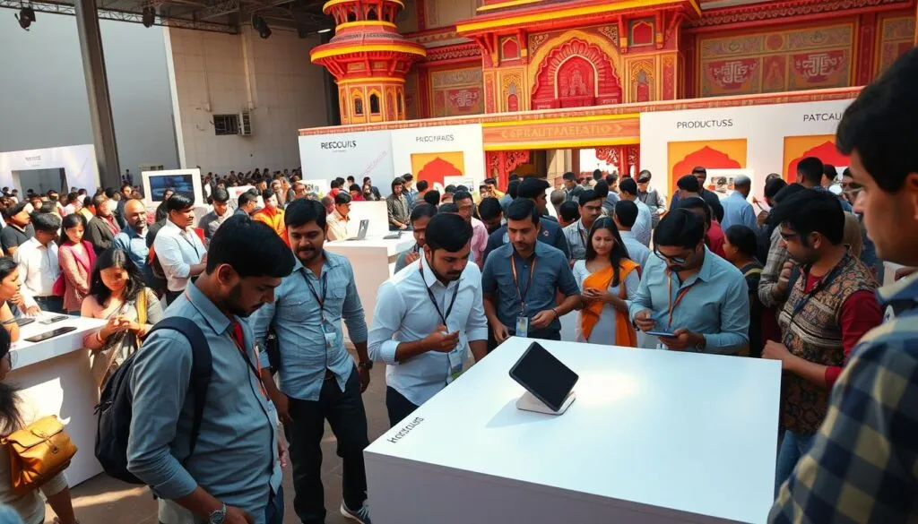 Professional brand activation team at event booth